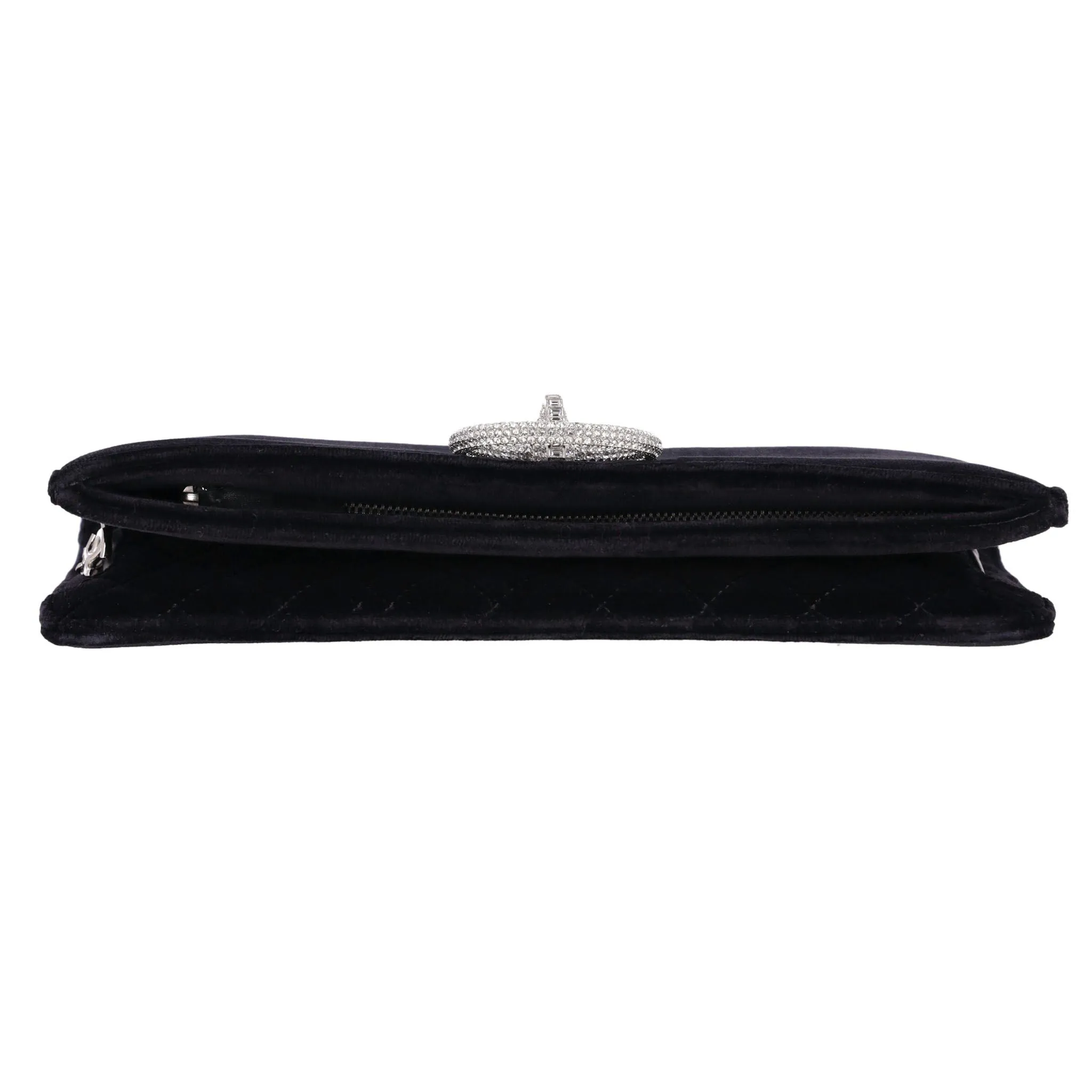 Chanel Crystal Detailed Velvet Clutch Bag