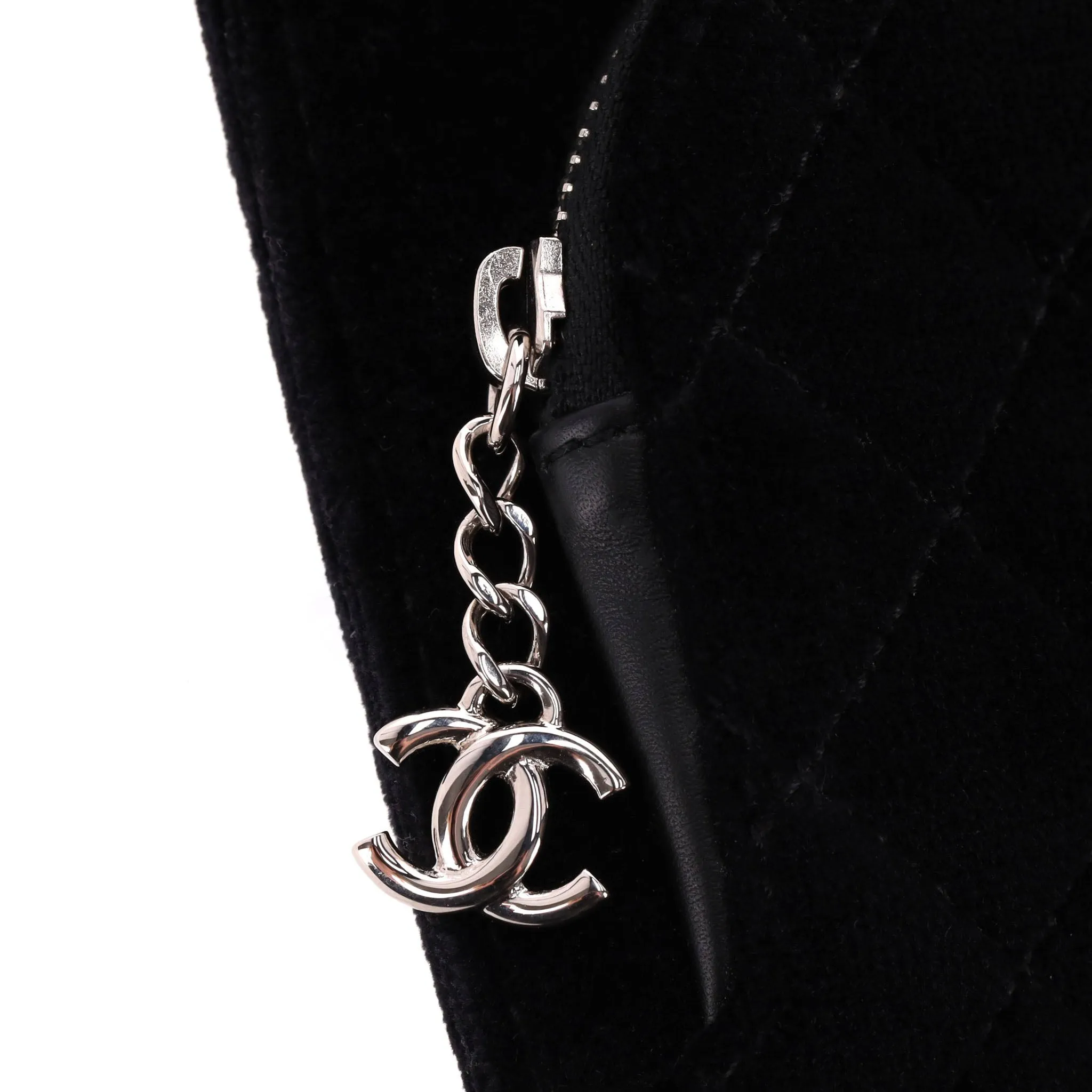 Chanel Crystal Detailed Velvet Clutch Bag