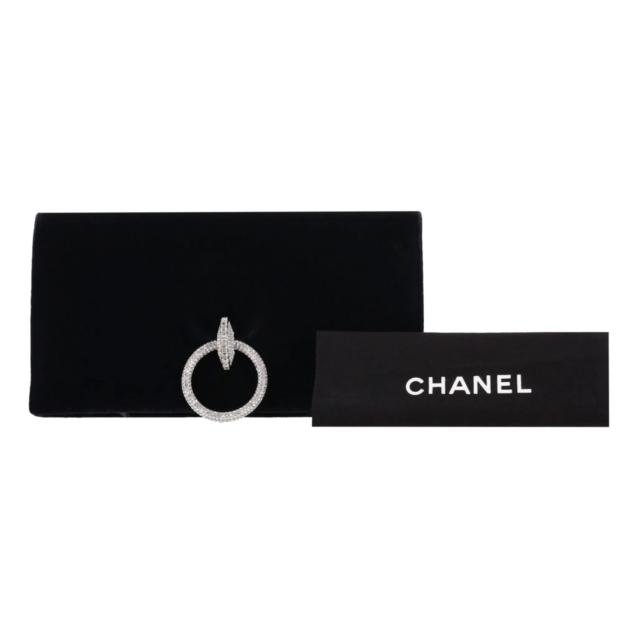 Chanel Crystal Detailed Velvet Clutch Bag