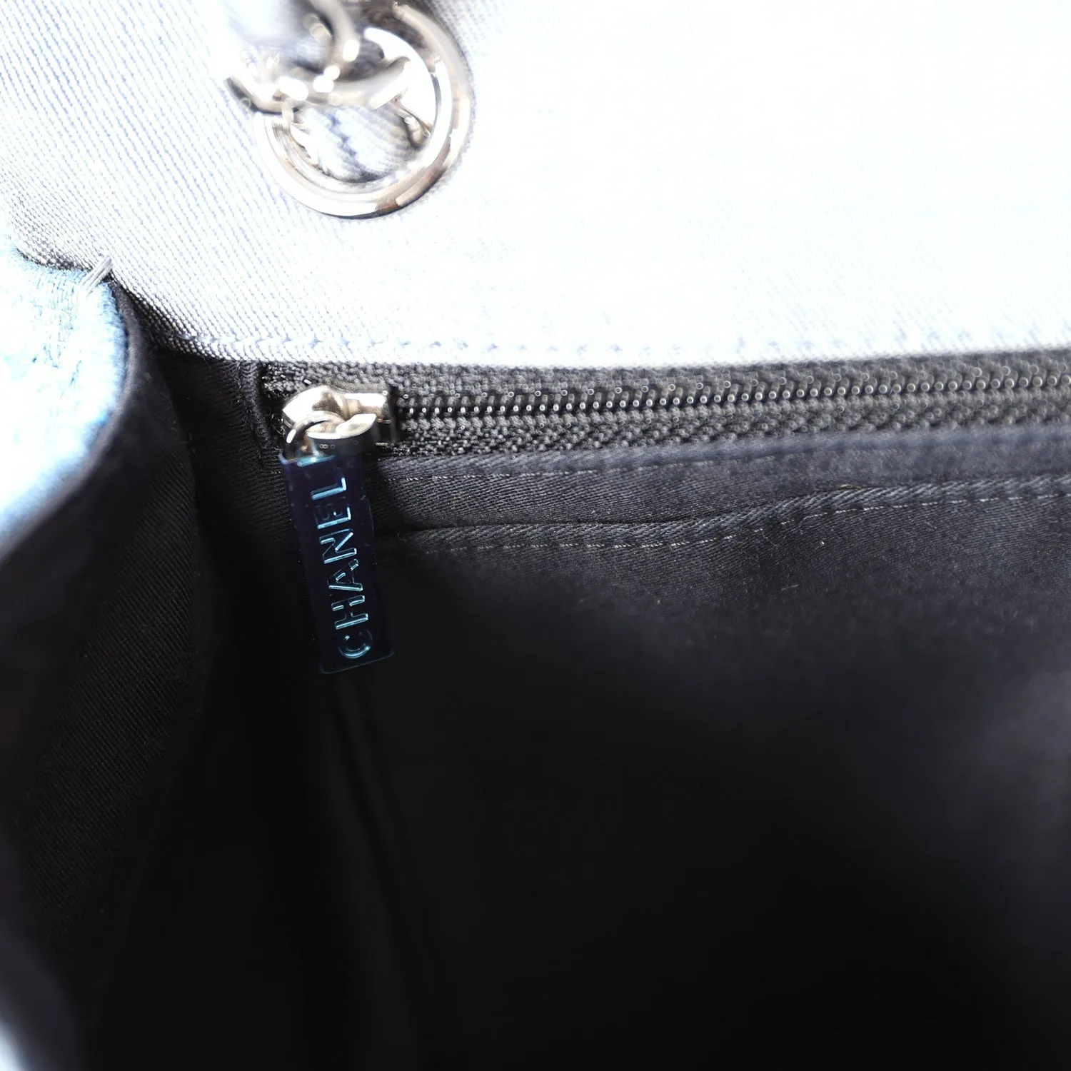 Chanel Jumbo Flap Bag Blue Patchwork Denim Silver Hardware