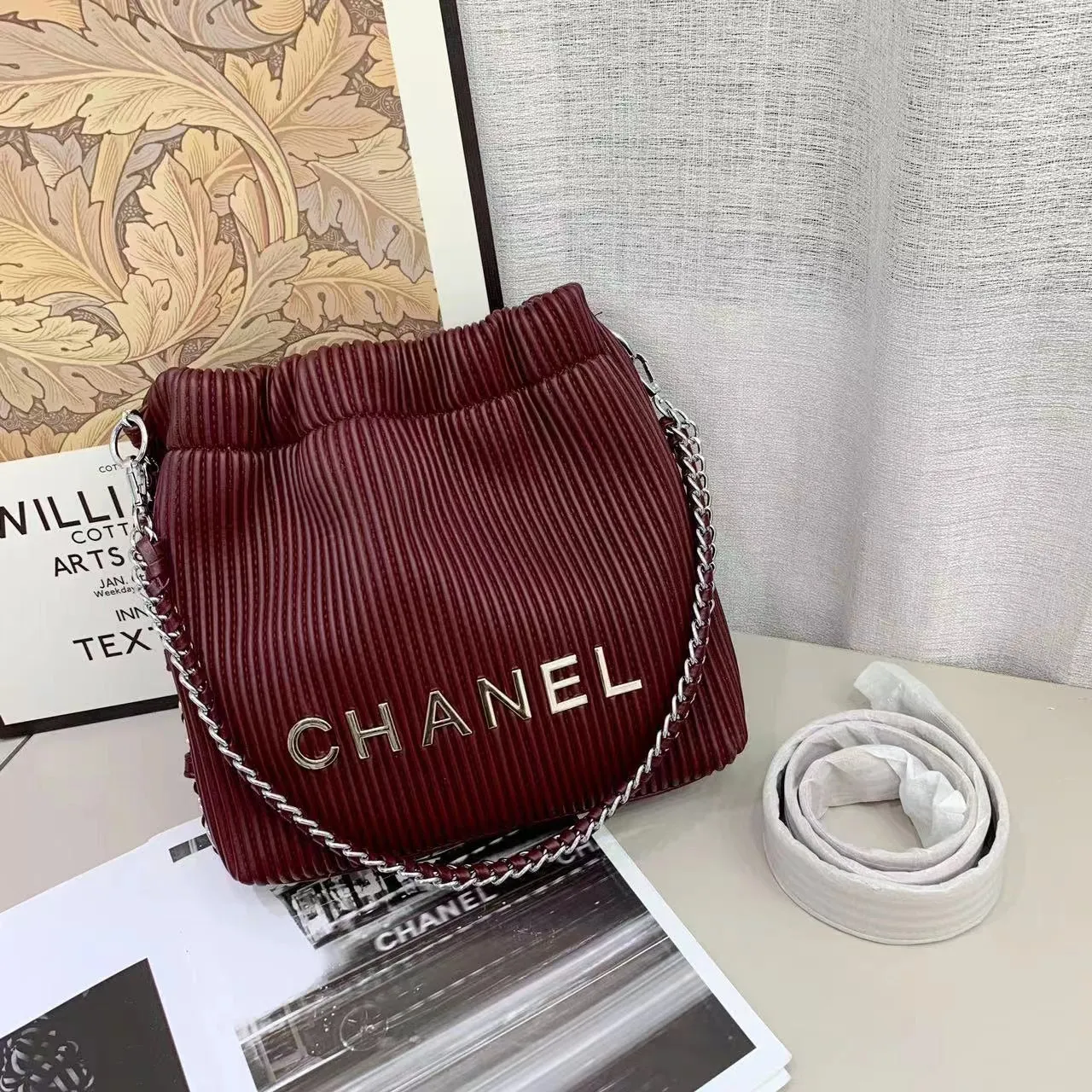 Chanel Leather Bucket Shoulder Bag 28cm