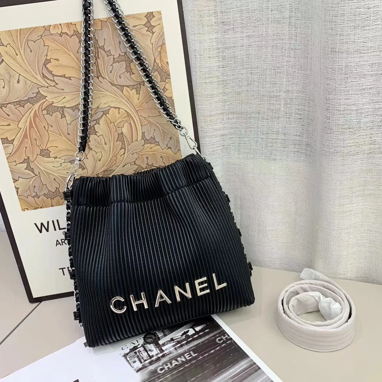 Chanel Leather Bucket Shoulder Bag 28cm
