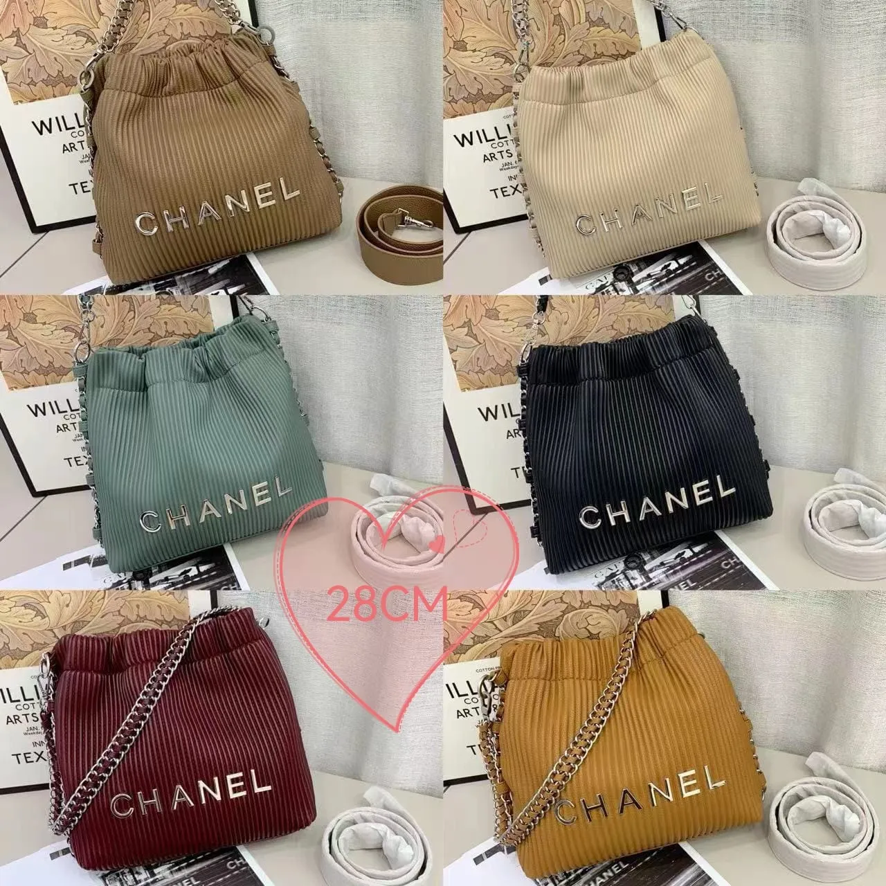 Chanel Leather Bucket Shoulder Bag 28cm