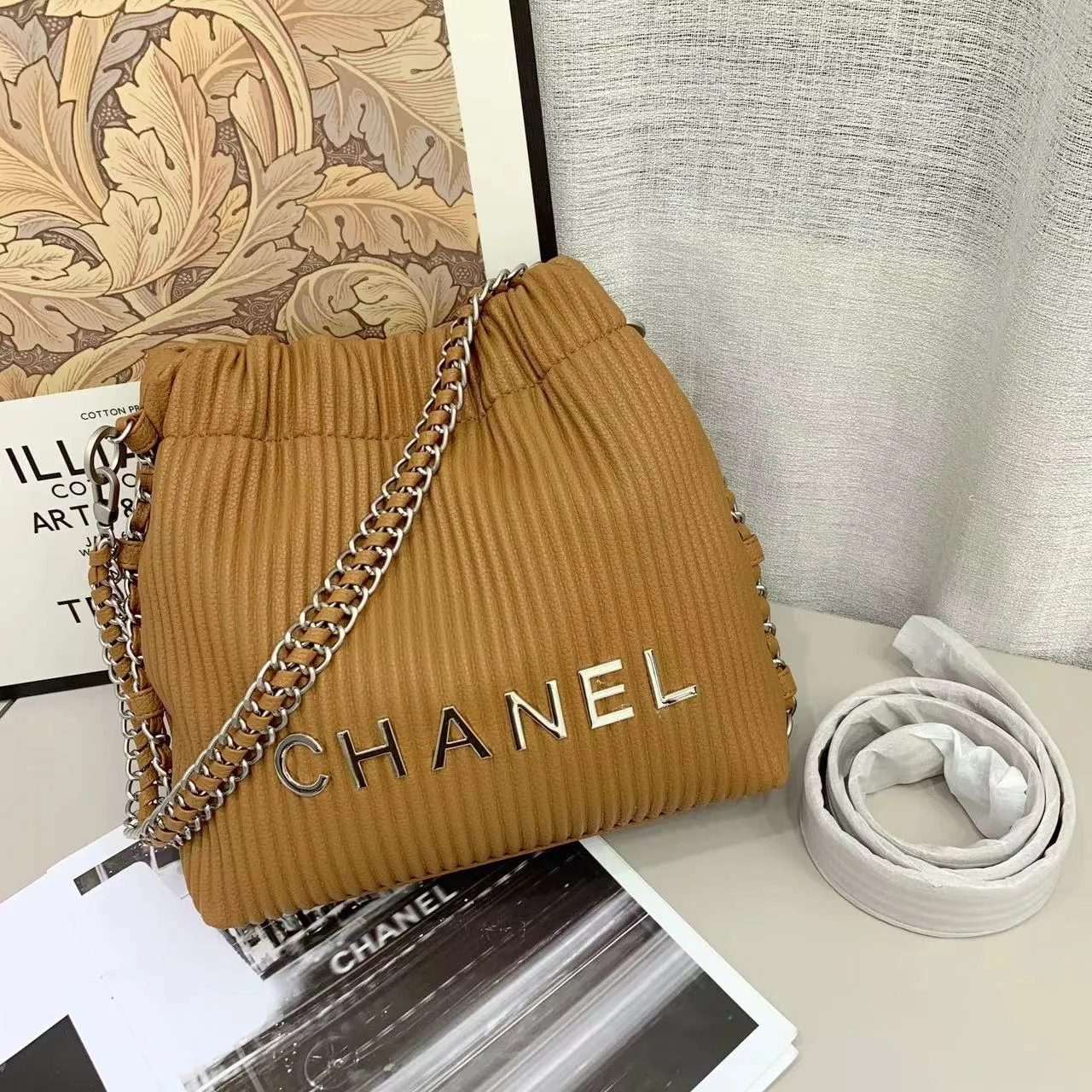 Chanel Leather Bucket Shoulder Bag 28cm