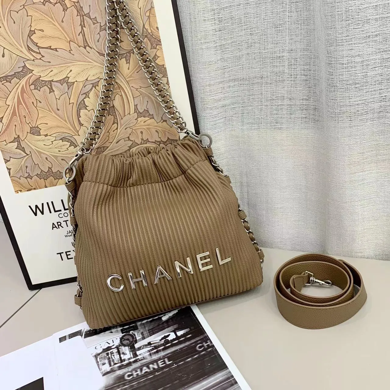 Chanel Leather Bucket Shoulder Bag 28cm