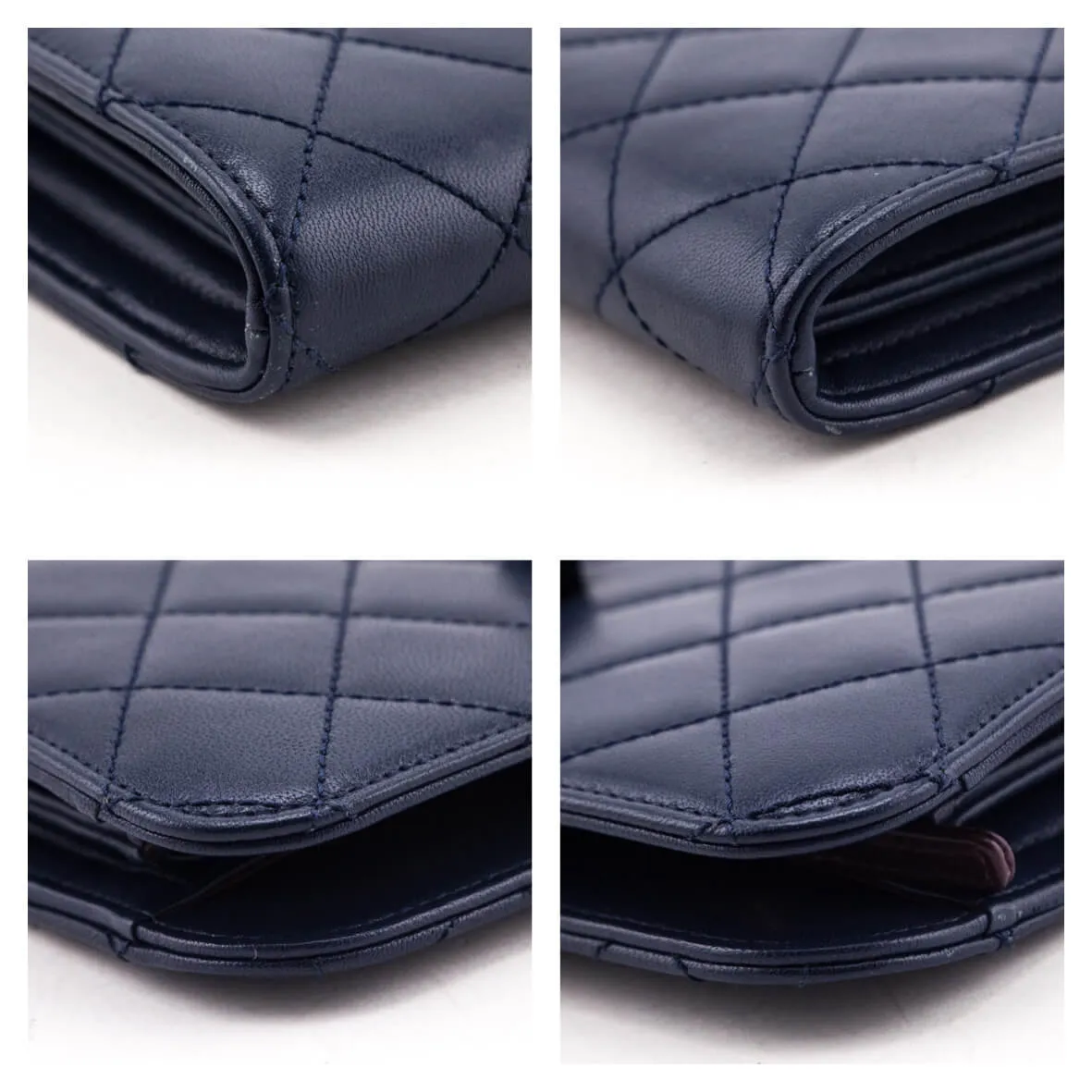Chanel Navy Quilted Sheepskin Beauty Lock Clutch