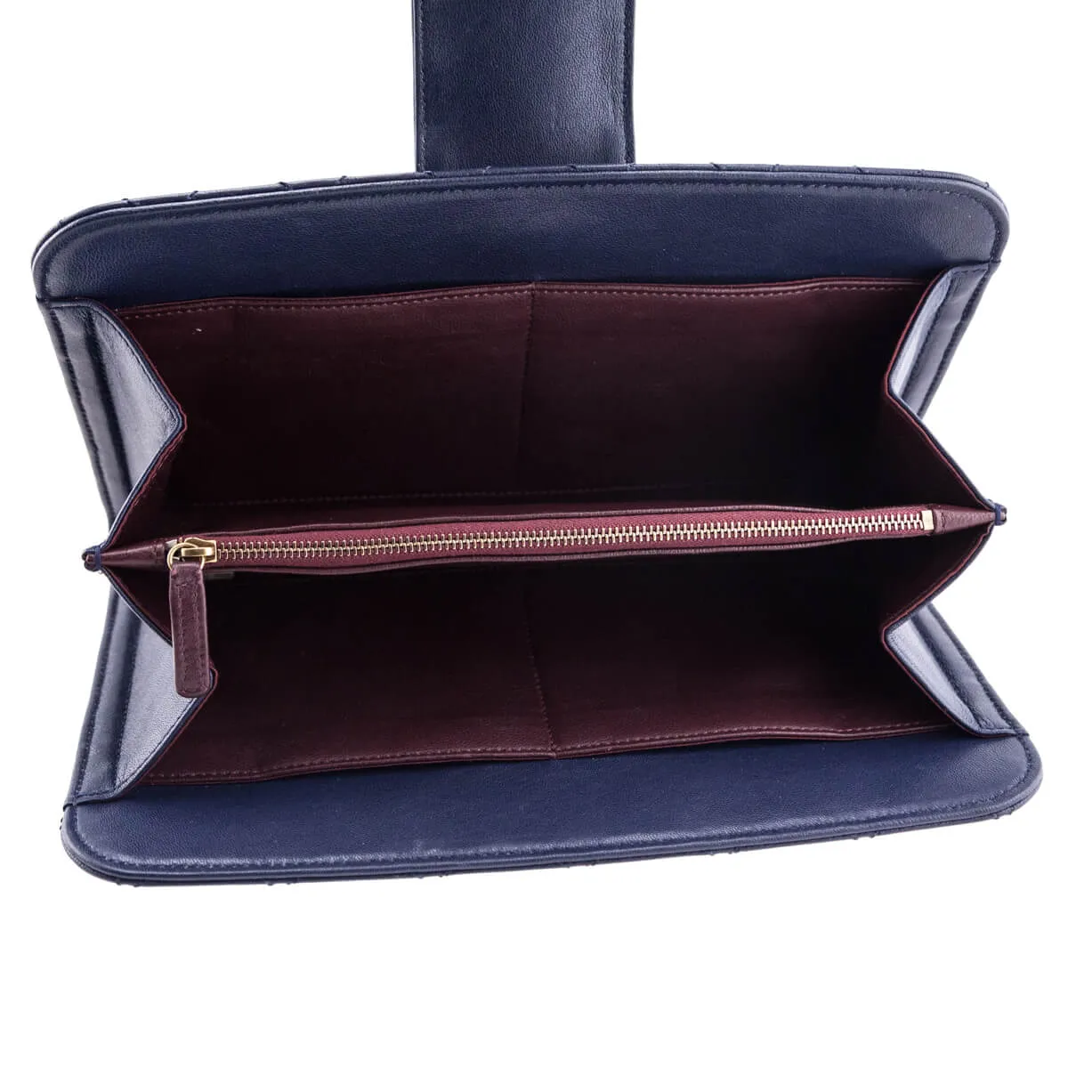 Chanel Navy Quilted Sheepskin Beauty Lock Clutch