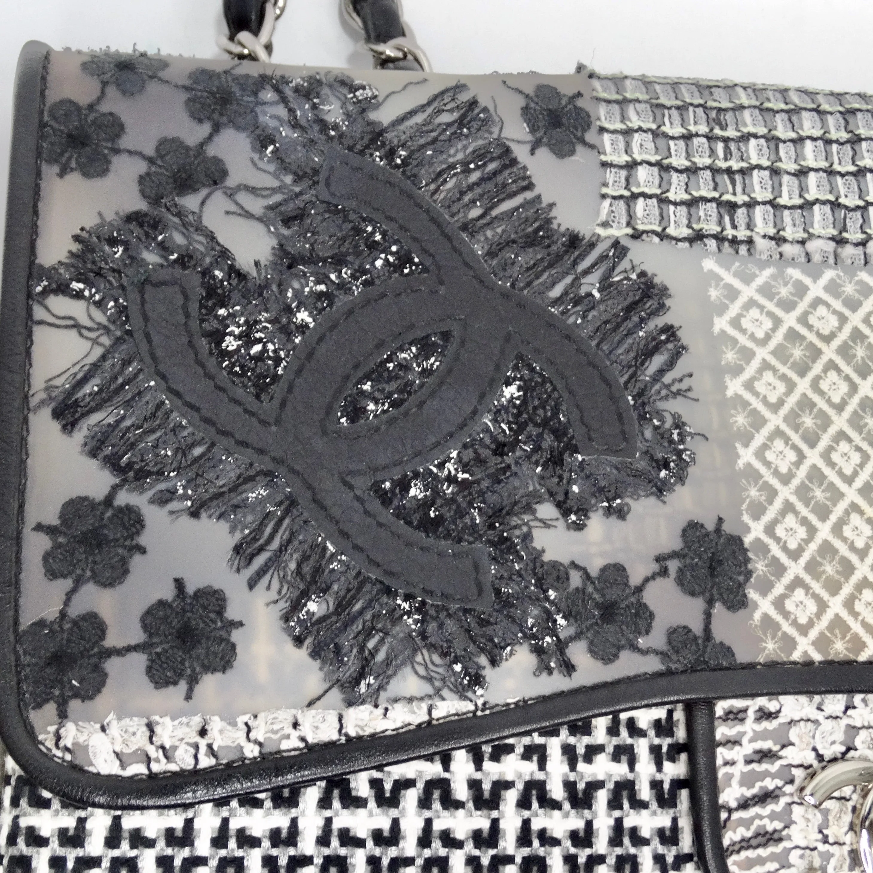 Chanel Patchwork Tweed PVC Classic Single Flap Handbag