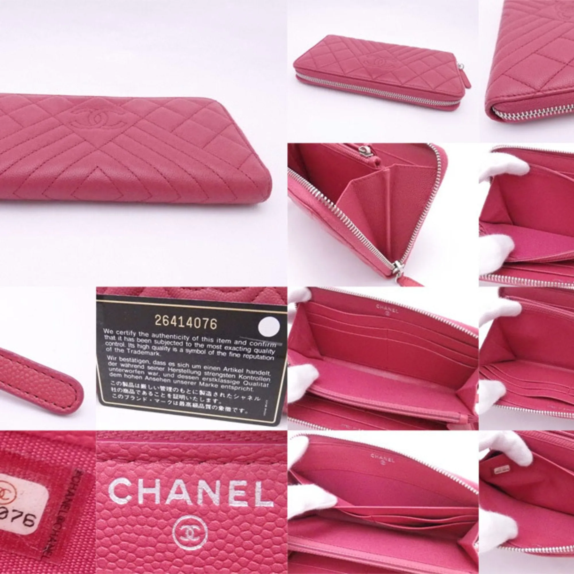 Chanel Pink Leather Zip around wallet wallet accessories