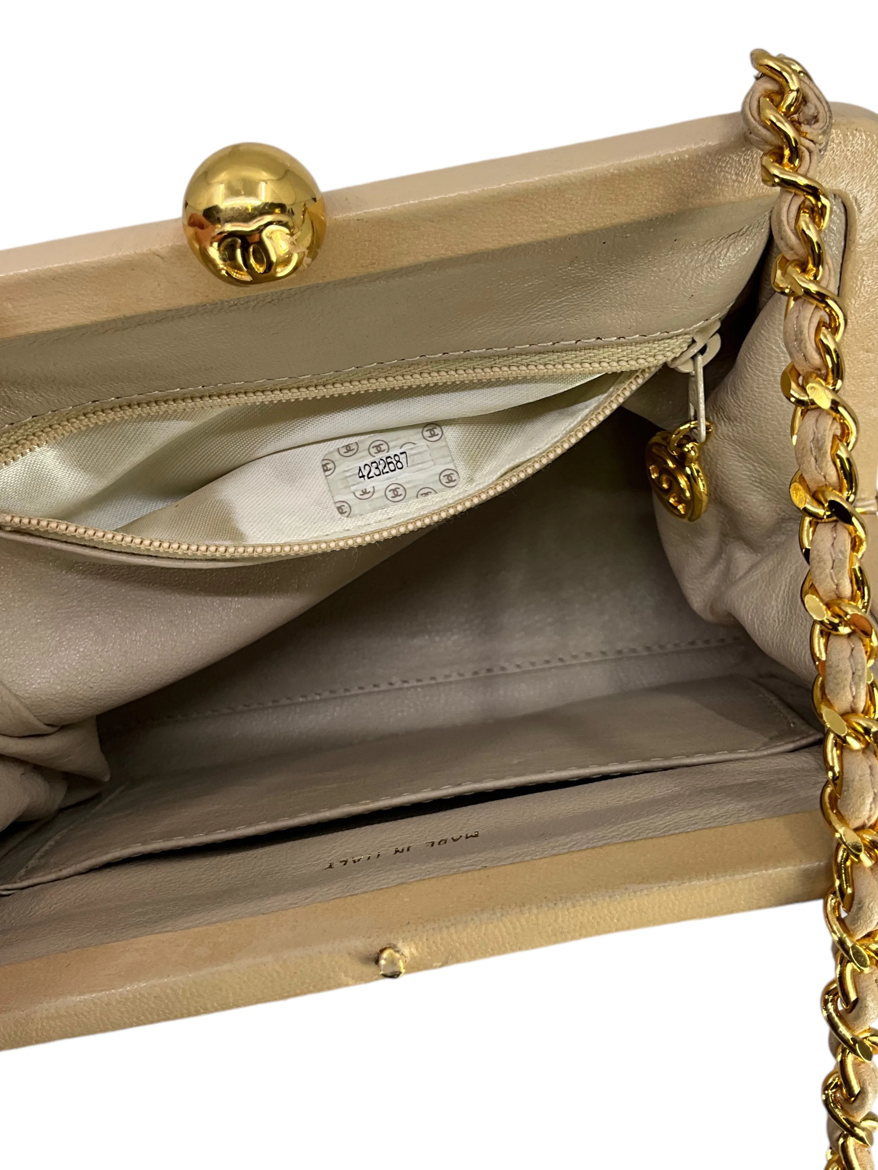 CHANEL Vintage Quilted Leather Mini Kiss Lock Framed Crossbody Bag
