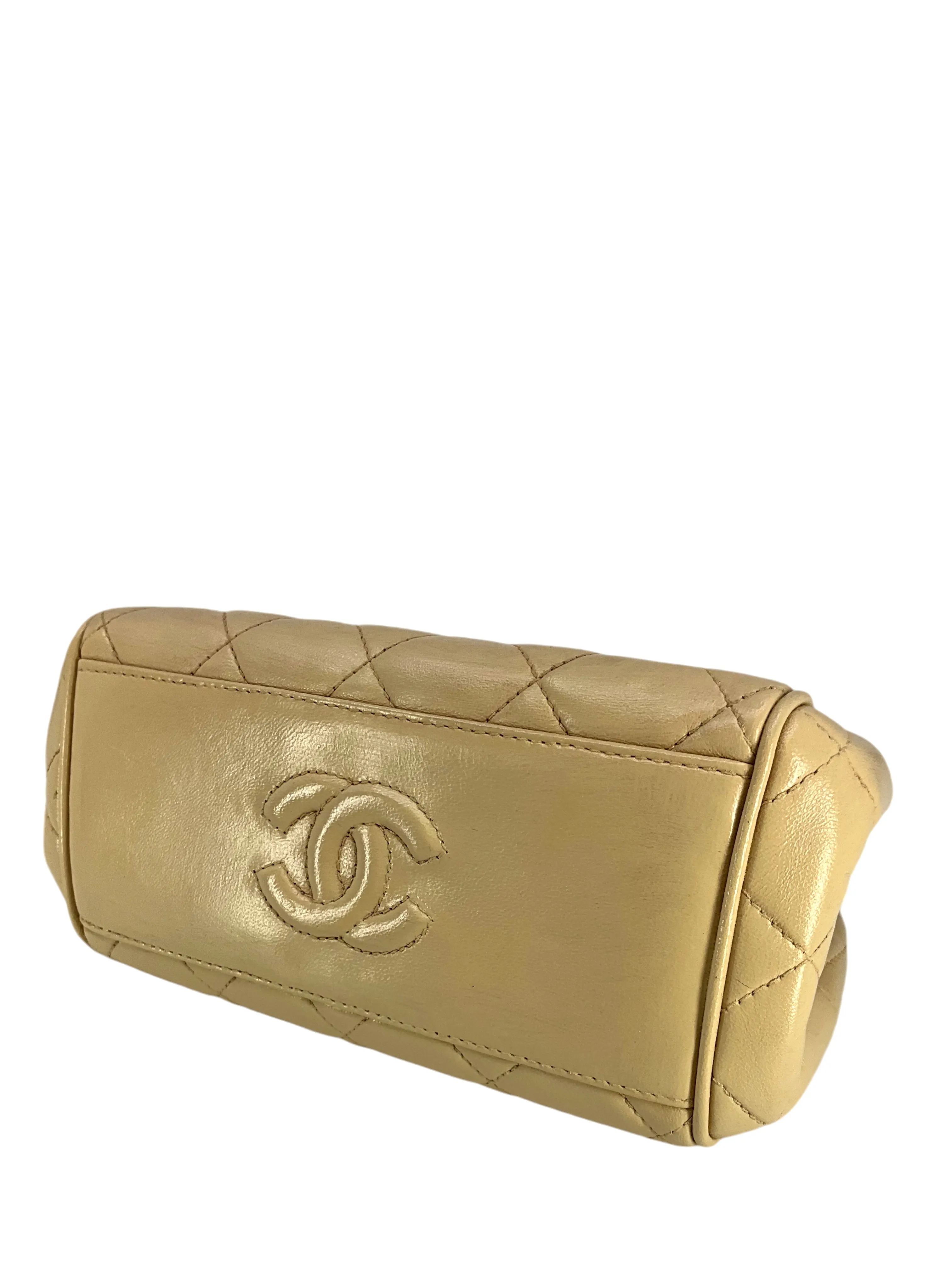 CHANEL Vintage Quilted Leather Mini Kiss Lock Framed Crossbody Bag