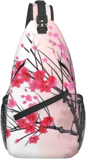 Cherry blossoms Tree Sling Backpack Cross Chest Bag Travel Crossbody Bags for Men Women Fashion Daypack