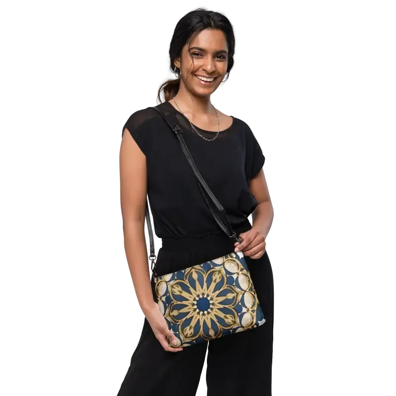 Chic Mandal Pattern Faux Leather Crossbody Bag