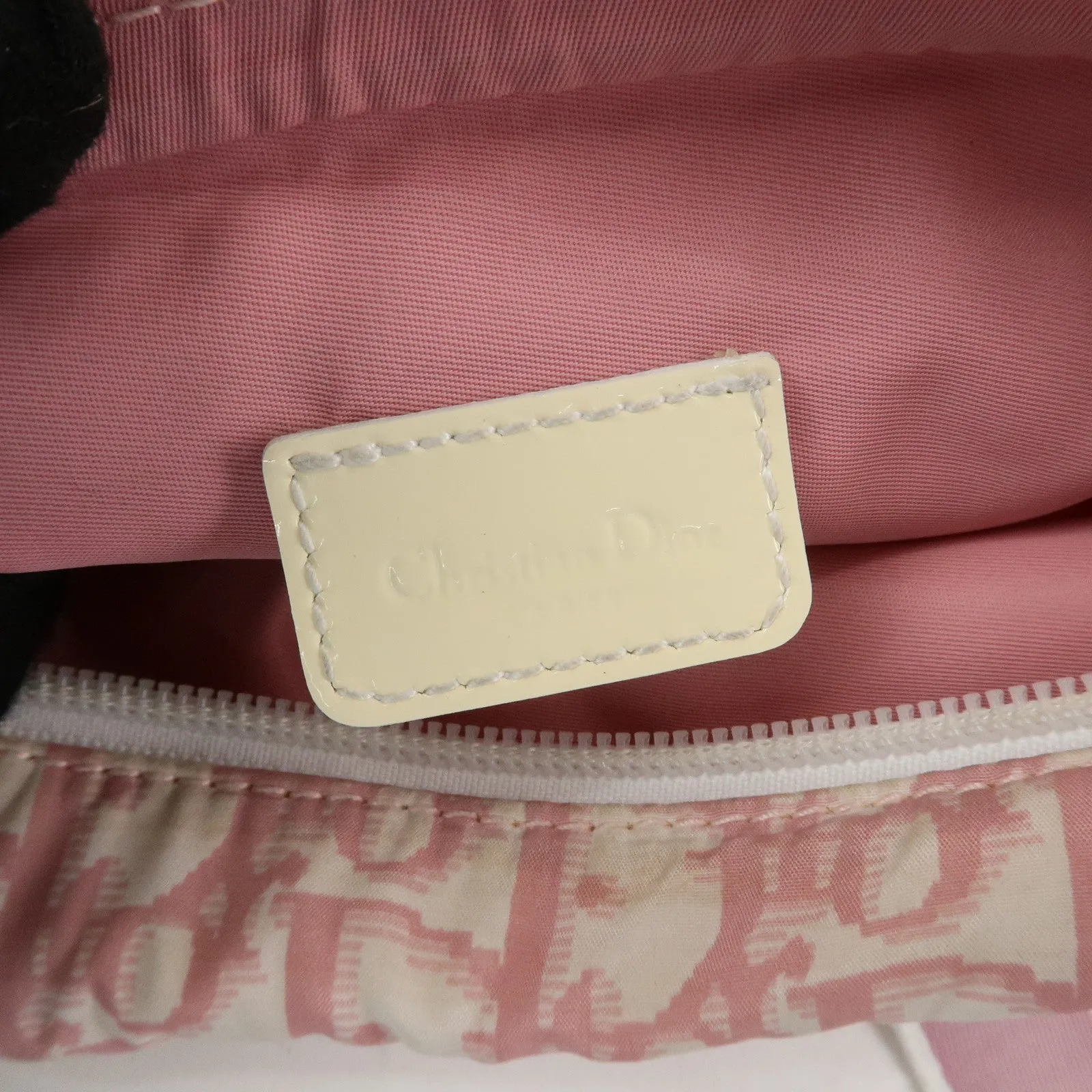 Christian Dior Trotter No.2 Nylon Patent Leather Waist Bag Pink Used