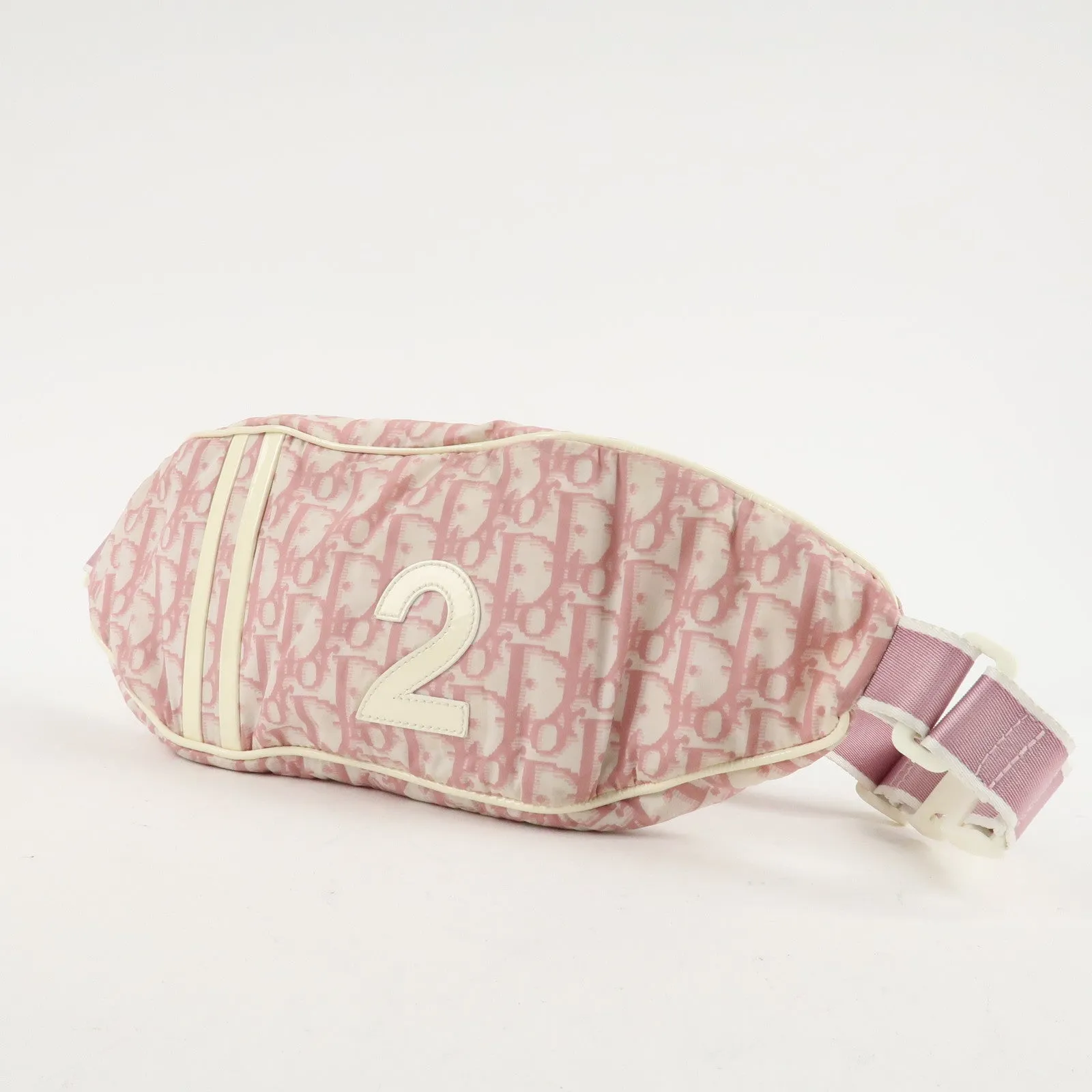 Christian Dior Trotter No.2 Nylon Patent Leather Waist Bag Pink Used
