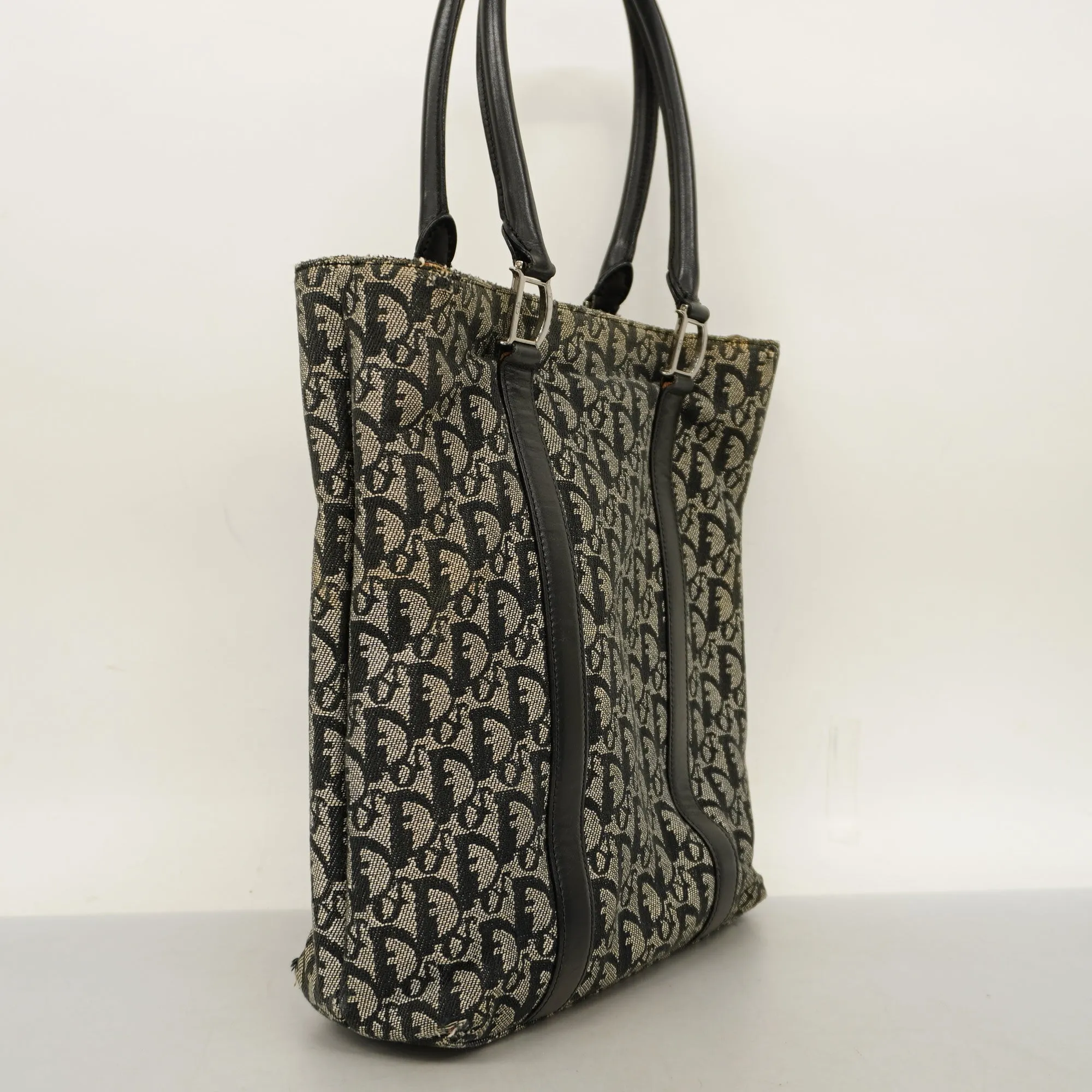CHRISTIAN DIOR  Trotter Tote Bag Women's Canvas,Leather Tote Bag Navy
