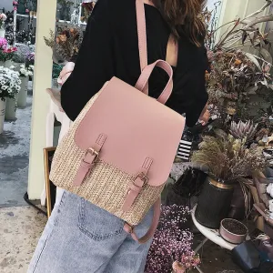 Christmas Gift casual straw backpacks for women wicker woven school bag tenage girls rattan summer beach back pack travel bags female sac 2020