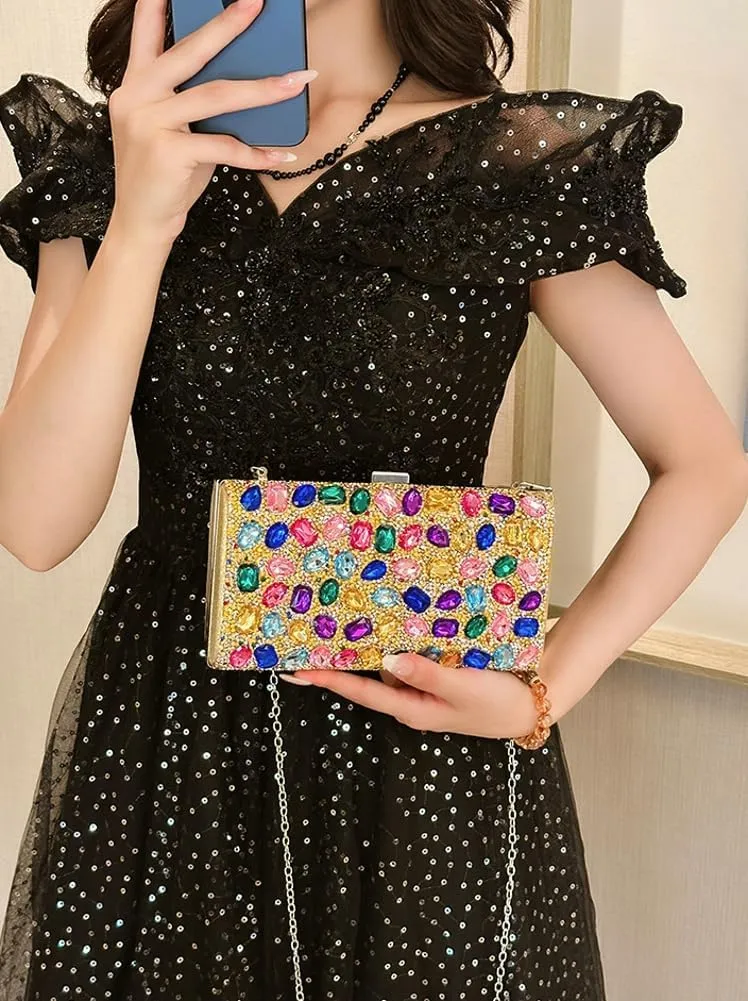 Clutch Purse Evening Bags Women Rhinestone Glitter Handbag Chain Crossbody Purse Shoulder for Wedding Party 2025