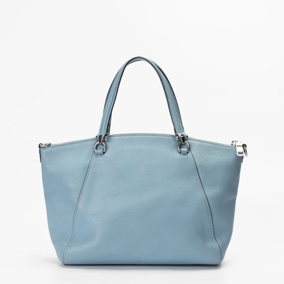 Coach Dark Chambray Polished Pebbled Leather Prairie Satchel