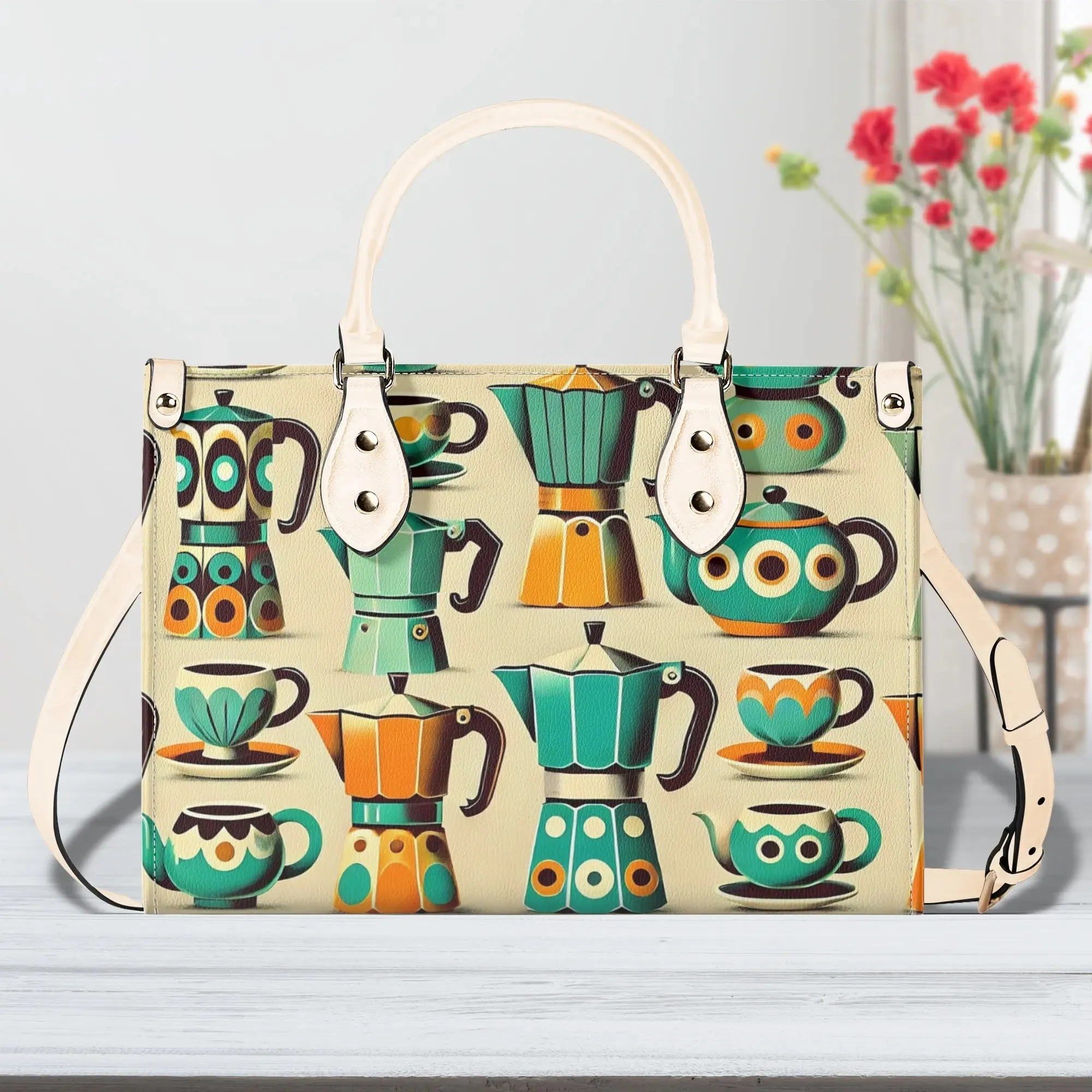 Coffee Lover, Mid Mod Kitschy Retro, State Of Texas Handbag