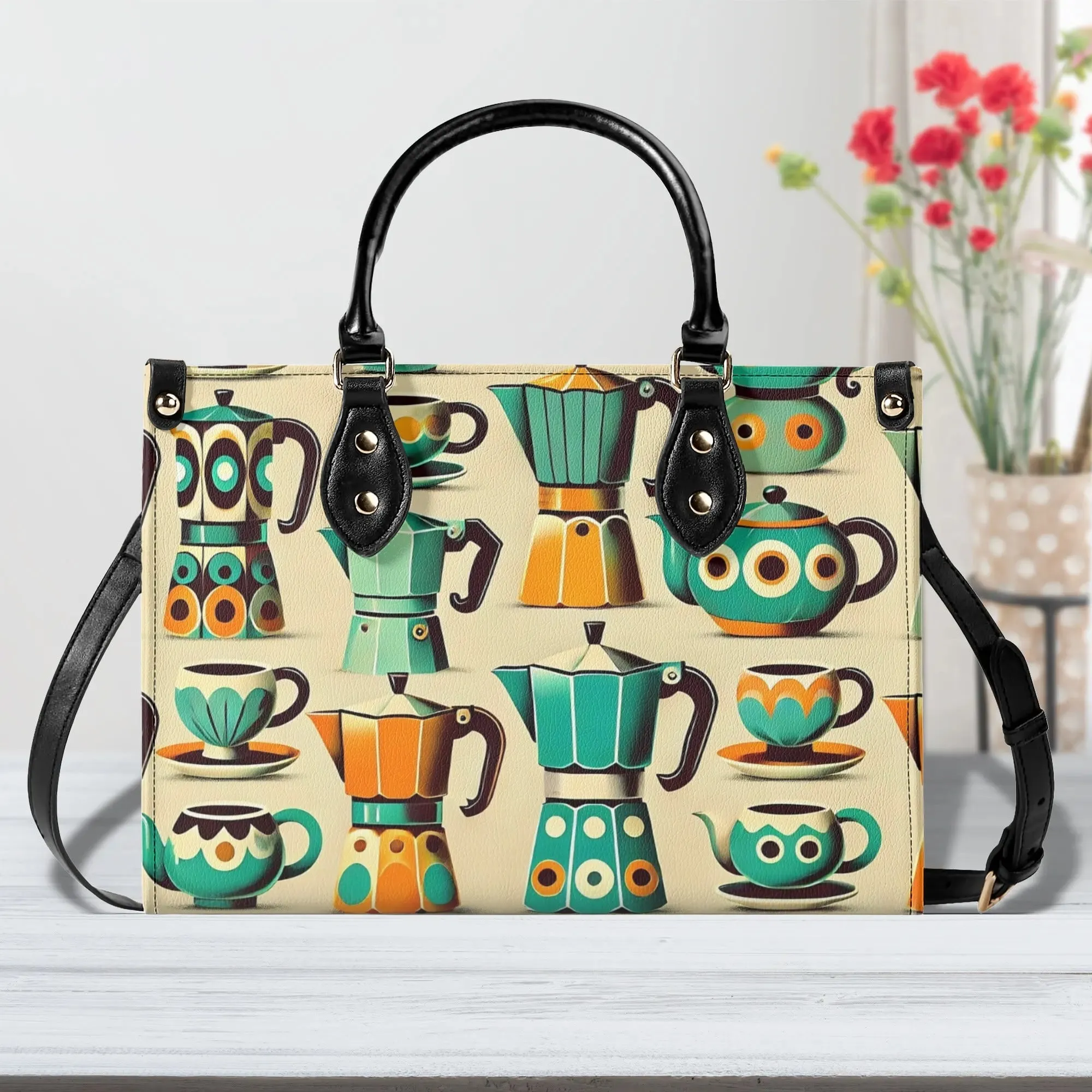 Coffee Lover, Mid Mod Kitschy Retro, State Of Texas Handbag