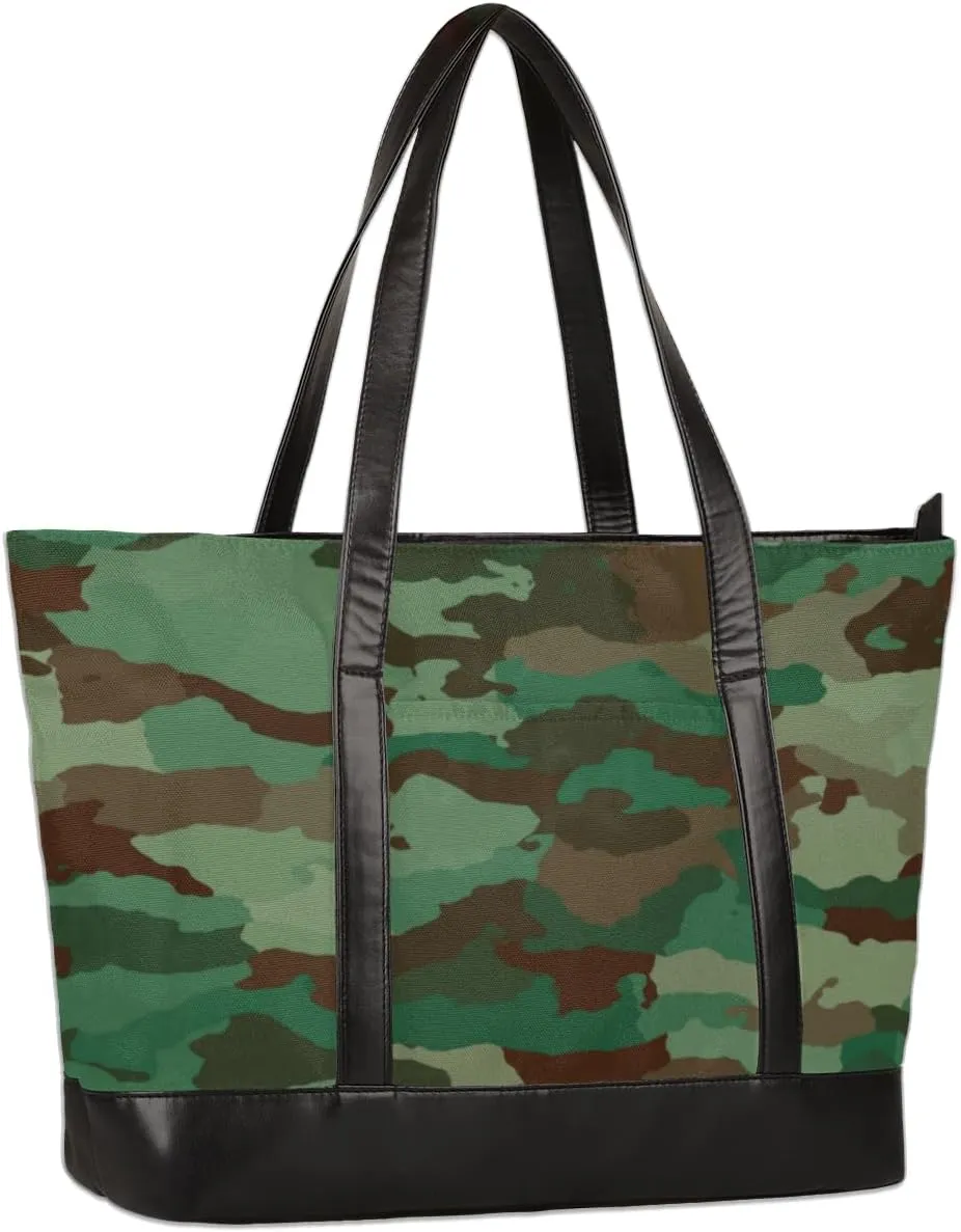 Computer Bags for Laptops for Women Camouflage Forest Camo Work Tote Bag Teacher Handbag Shoulder Bag fits 13-15.6 inch Laptop