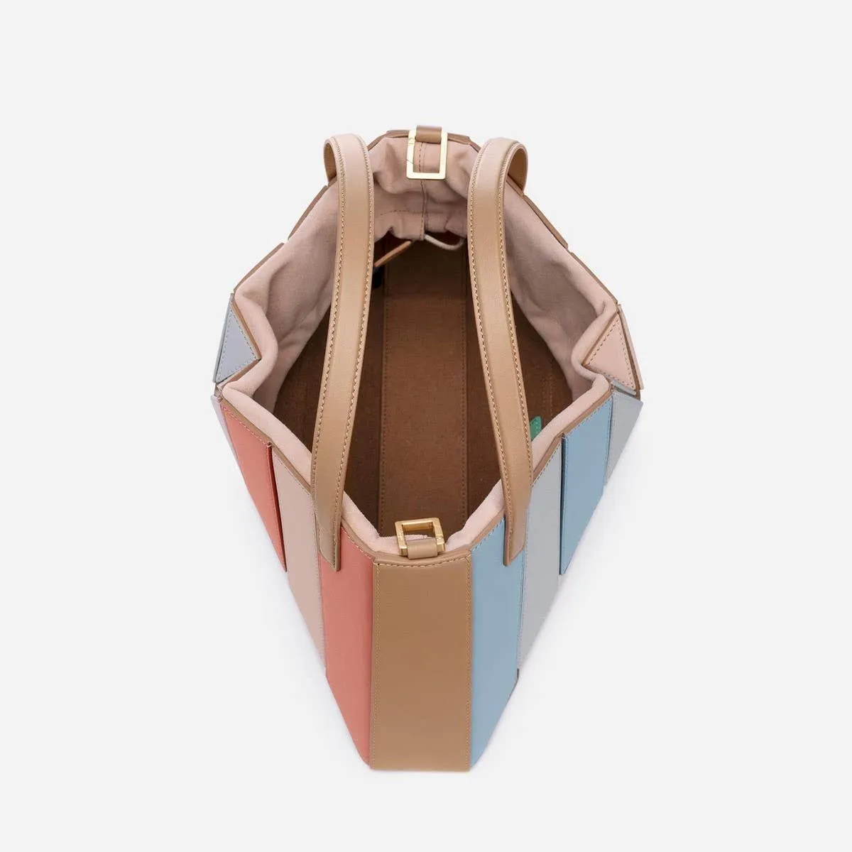 Contrast Color Patchwork Drawstring Handbag