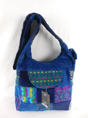 Corduroy & Woven Brocade Patchwork Saddle Bag
