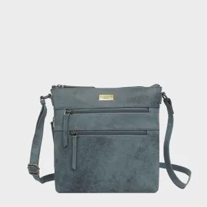 'CORI' Denim Distressed  Real Leather Crossbody Bag