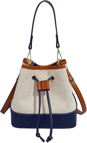 CORIOS Bucket Bags Women's Handbag Canvas Shoulder Bags PU Leather Shoulder Bags Drawstring Bag Messenger Bag Tote Bag for School Work Travel Shopper, multicoloured, messenger