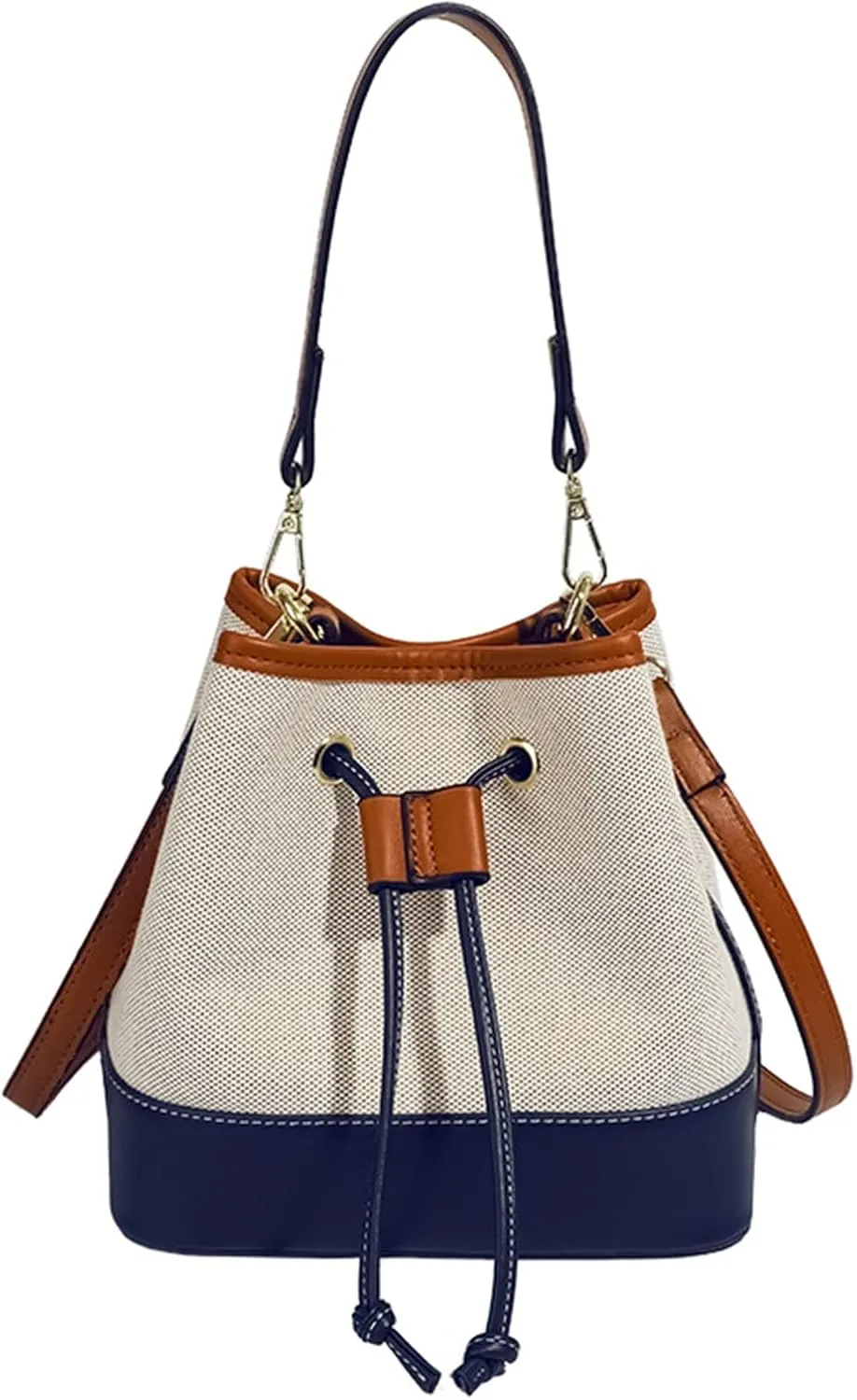 CORIOS Bucket Bags Women's Handbag Canvas Shoulder Bags PU Leather Shoulder Bags Drawstring Bag Messenger Bag Tote Bag for School Work Travel Shopper, multicoloured, messenger