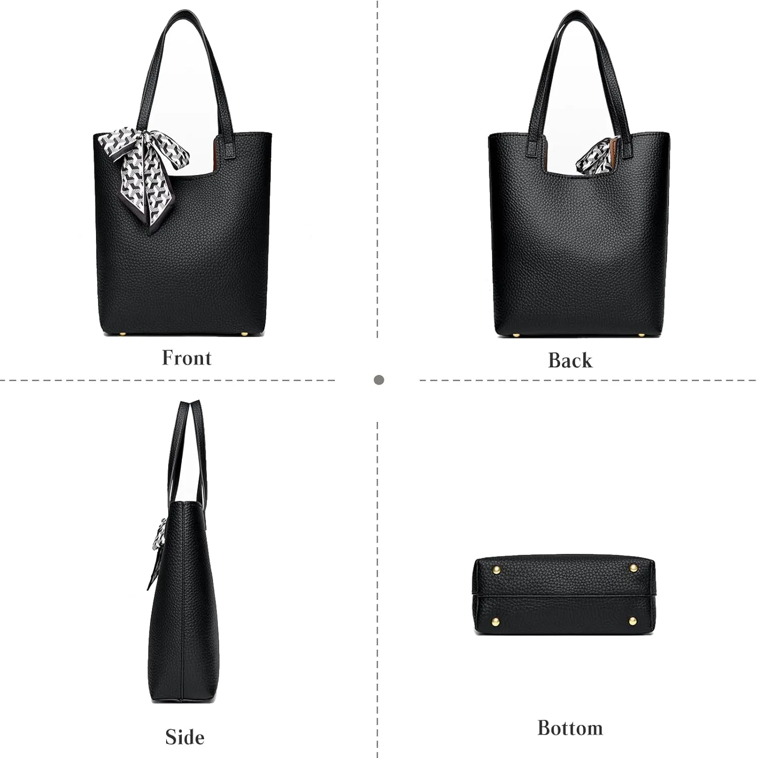 CORIOS Women's PU Leather Handbag Waterproof Shoulder Bags Elegant Shoulder Bags Handbag Retro Messenger Bag Carry Bag Lightweight Tote Bag Multifunctional Bucket Bags 2 Pieces