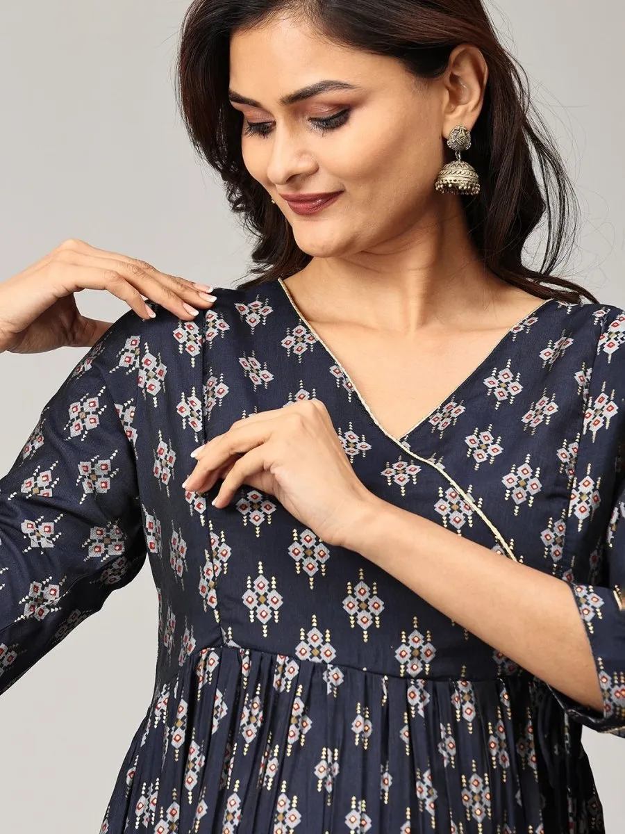 Crazy for Indigo Maternity and Nursing Anarkali Kurti
