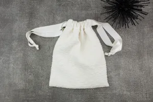 Cream Embossed Silk Wedding Drawstring Bag