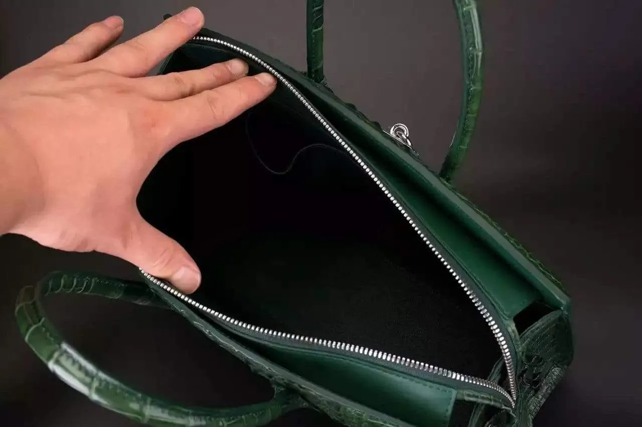 Crocodile Skin Leather Padlock Purse Office  Tote Bags For Women