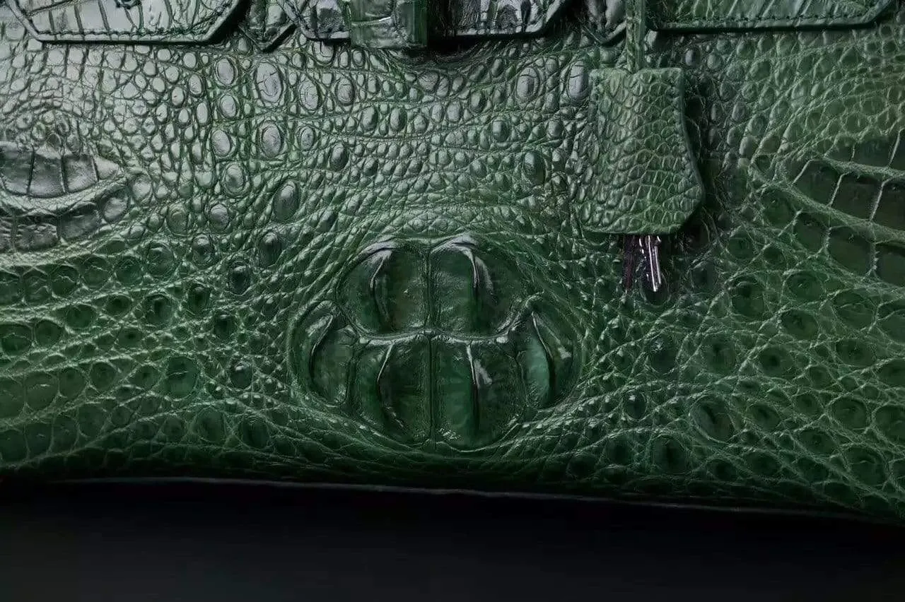 Crocodile Skin Leather Padlock Purse Office  Tote Bags For Women