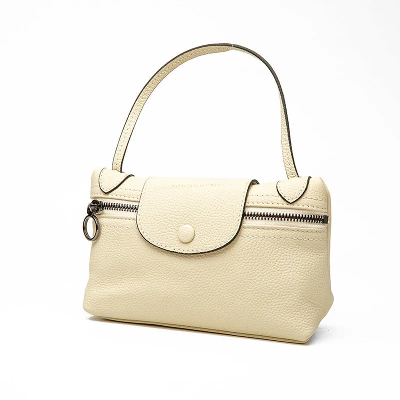Crossbody bag women's popular new small bag niche lunch box bag Korean version genuine leather mini first layer cowhide underarm shoulder bag