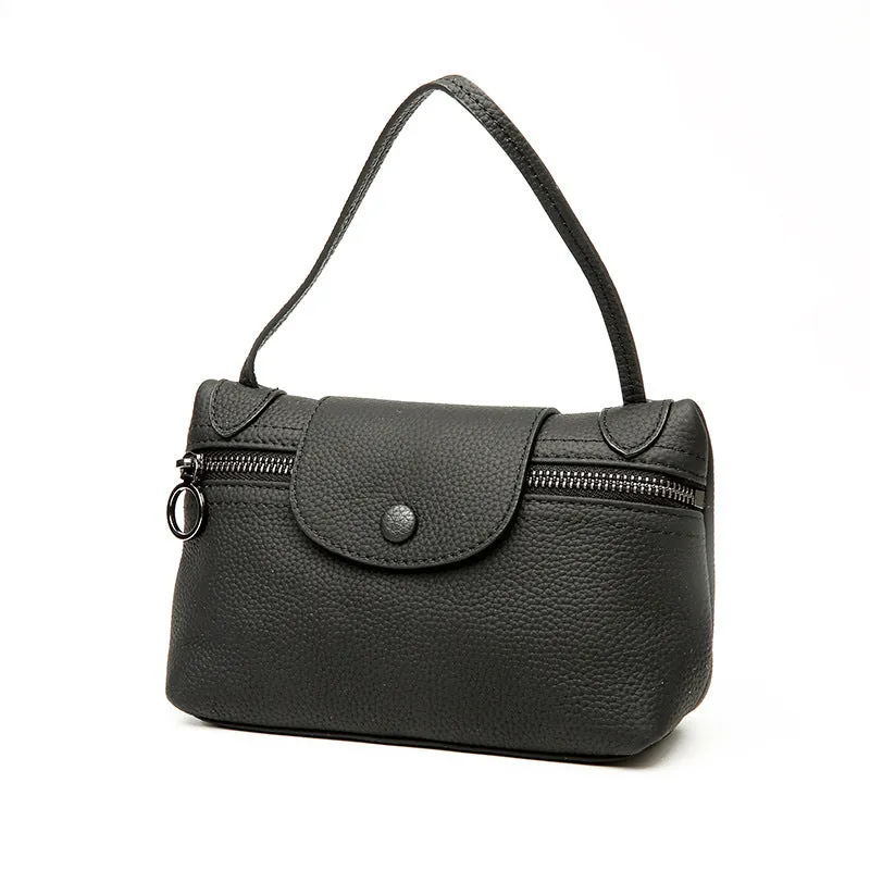 Crossbody bag women's popular new small bag niche lunch box bag Korean version genuine leather mini first layer cowhide underarm shoulder bag