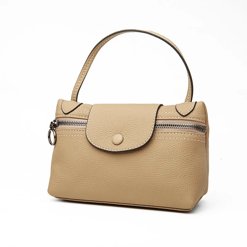 Crossbody bag women's popular new small bag niche lunch box bag Korean version genuine leather mini first layer cowhide underarm shoulder bag