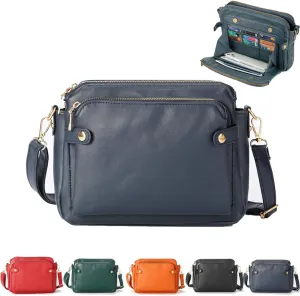 Crossbody Bags for Women, Crossbody Leather Shoulder Bags and Clutches for Women 3 Layer Crossbody Handbags