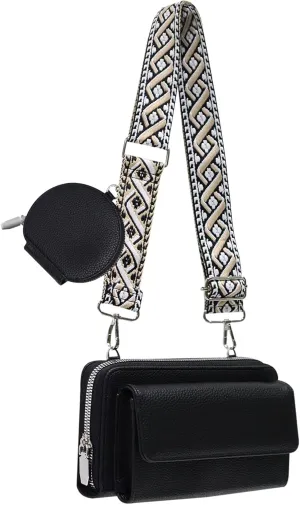 Crossbody Bags for Women Trendy Designer,Cute Small Purse Long Strap Leather Bags and Wallets,Anti Theft Cross Body Shoulder Bag Travel Work Casual for Teen Phone Handbags Black