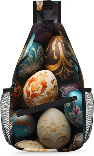 Crossbody Sling Bags for Women Men Abstract Eggs Easter Fanny Pack Shoulder Bag Waterproof Anti Theft Chest Bag Running Hiking Athletic Trainer Travel Camping Outdoor Casual Crossbody Bags