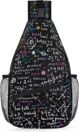 Crossbody Sling Bags for Women Men Abstract English Colorful Fanny Pack Shoulder Bag Waterproof Anti Theft Chest Bag Running Hiking Athletic Trainer Travel Camping Outdoor Casual Crossbody Bags