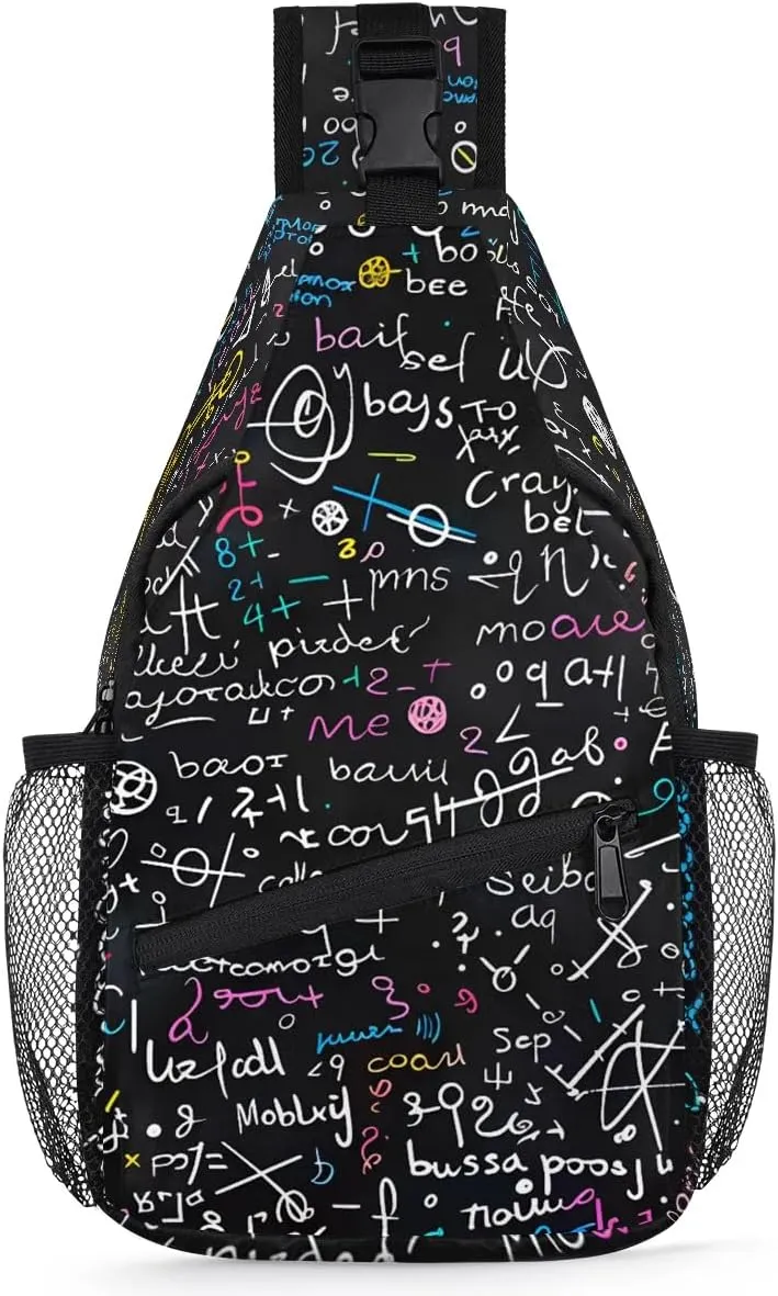 Crossbody Sling Bags for Women Men Abstract English Colorful Fanny Pack Shoulder Bag Waterproof Anti Theft Chest Bag Running Hiking Athletic Trainer Travel Camping Outdoor Casual Crossbody Bags