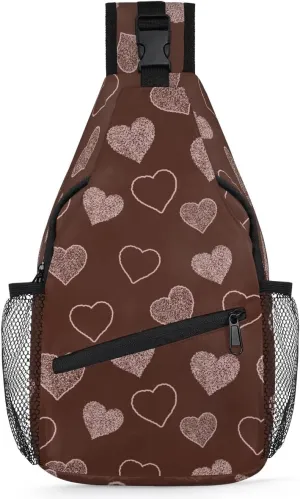 Crossbody Sling Bags for Women Men Abstract Heart Modern Fanny Pack Shoulder Bag Waterproof Anti Theft Chest Bag Running Hiking Athletic Trainer Travel Camping Outdoor Casual Crossbody Bags