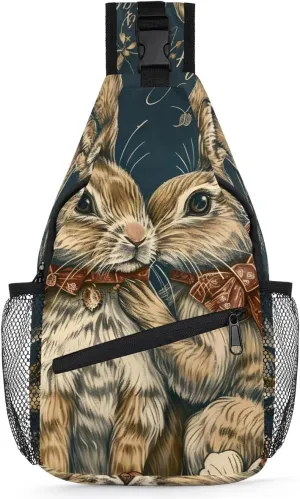 Crossbody Sling Bags for Women Men Abstract Rabbit Easter Fanny Pack Shoulder Bag Waterproof Anti Theft Chest Bag Running Hiking Athletic Trainer Travel Camping Outdoor Casual Crossbody Bags