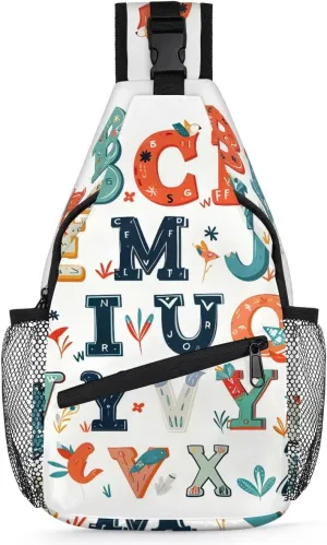 Crossbody Sling Bags for Women Men Colorful Simple Letters Fanny Pack Shoulder Bag Waterproof Anti Theft Bulk Chest Bag Running Hiking Athletic Trainer Travel Camping Outdoor Casual Crossbody Bags