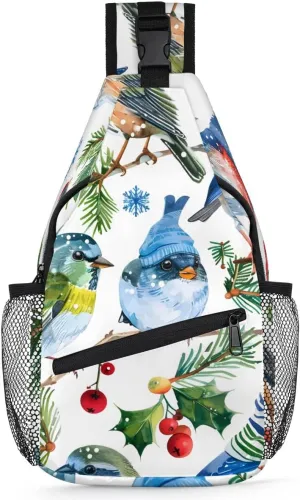 Crossbody Sling Bags for Women Men Colorful Watercolor Bird Fanny Pack Shoulder Bag Waterproof Anti Theft Chest Bag Running Hiking Athletic Trainer Travel Camping Outdoor Casual Crossbody Bags