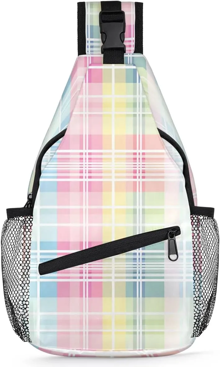 Crossbody Sling Bags for Women Men Rainbow Trellis Fanny Pack Shoulder Bag Waterproof Anti Theft Bulk Chest Bag Running Hiking Athletic Trainer Travel Camping Outdoor Casual Crossbody Bags