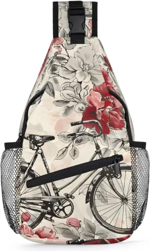 Crossbody Sling Bags for Women Men Retro Butterfly Flowers Fanny Pack Shoulder Bag Waterproof Anti Theft Bulk Chest Bag Running Hiking Athletic Trainer Travel Camping Outdoor Casual Crossbody Bags